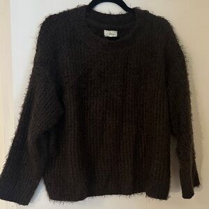 Lou & Grey Cozy Green/Brown Crew Neck Sweater